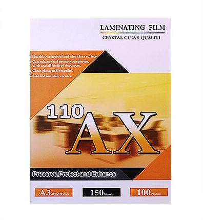 طلق لمینت 150 میکرون A3 مدل AX110 بسته 100تایی